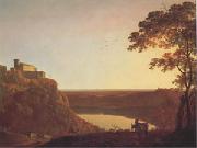 Joseph Wright View of the Lake of Nemi at Sunset (mk05) painting